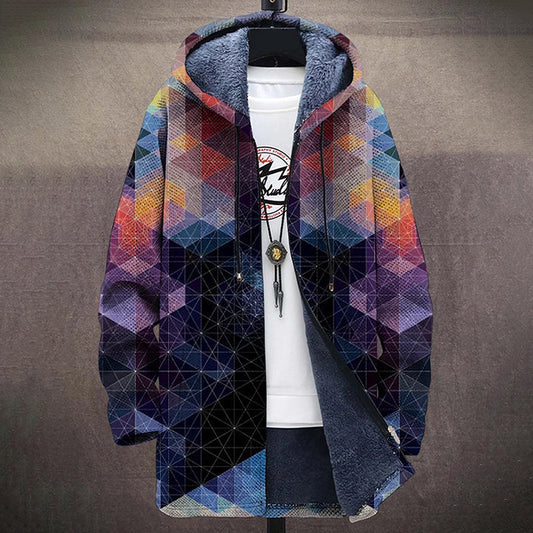 Retro Geometric Crystal Mutation Art Casual Printing Thickened Long Sleeved Sweater Cardigan Jacket elevenforest