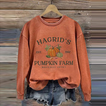 Women's Hagrid's Pumpkin Farm Print Sweatshirt artswardrobe