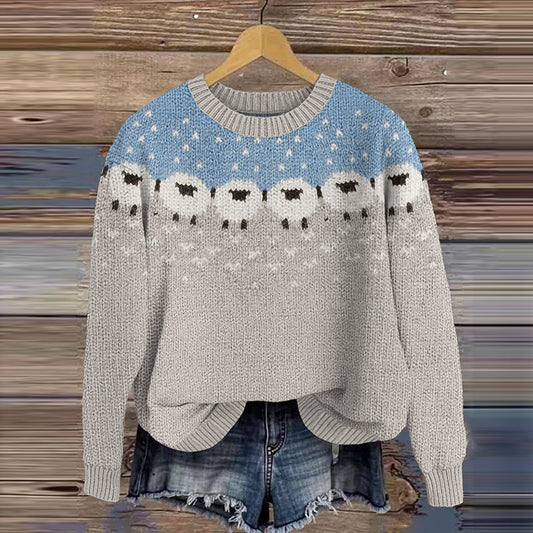Vintage Sheep Art Knitted Cozy Cardigan elevenforest