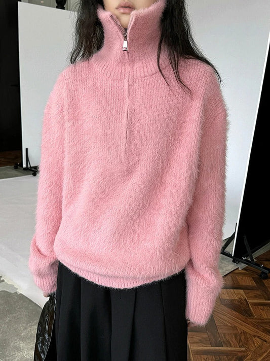 LM | Fluffy sweater with zipper