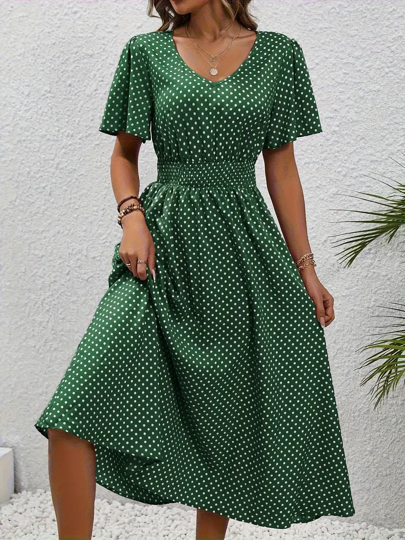LM | Printed casual dress with short sleeves