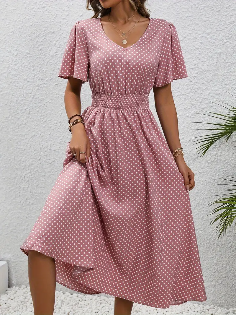 LM | Printed casual dress with short sleeves