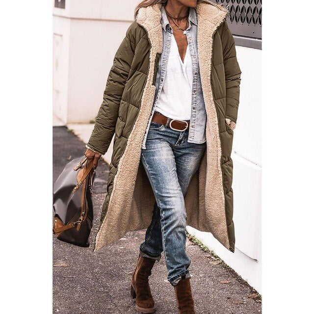 LM | Reversible long sherpa jacket