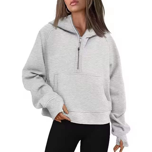 LM | Jacket with half zipper and hood