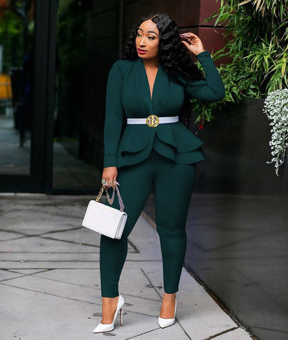 LM | Tracksuit with full sleeves ruffle blazer