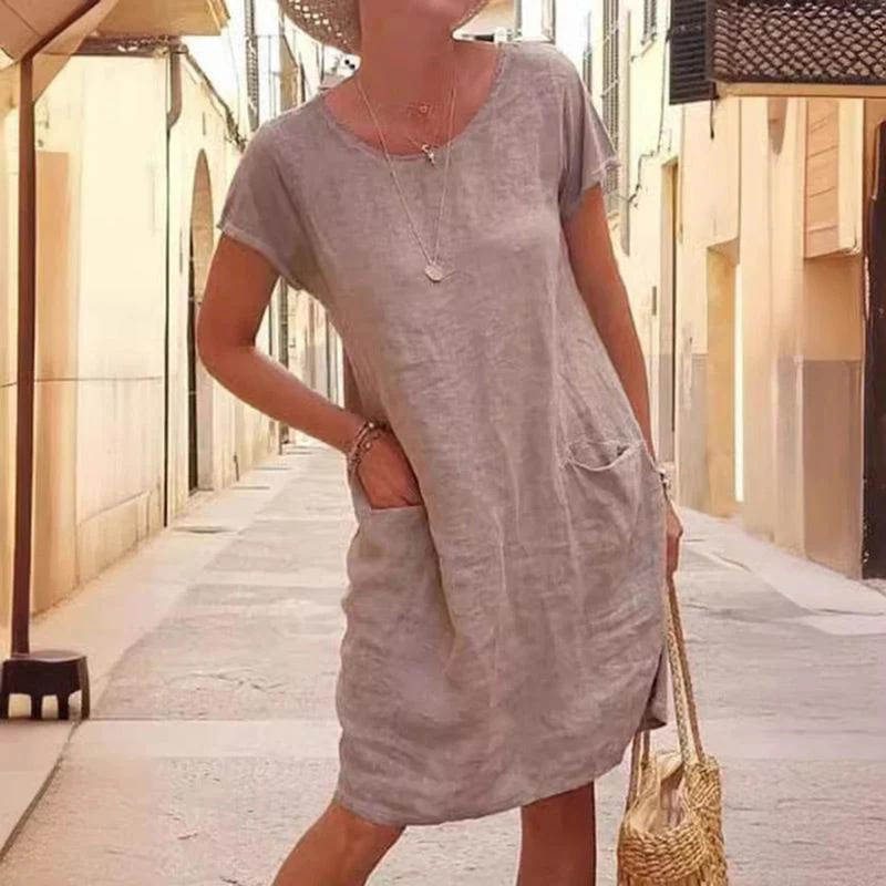 LM | Elegant dress for women with a round neckline