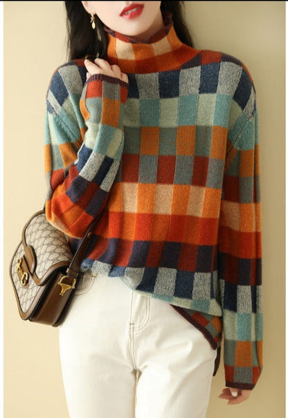 LM | Elegant print turtleneck sweater