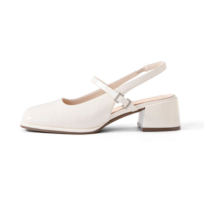 LM | Ladies Faux Leather Buckle Block Heels