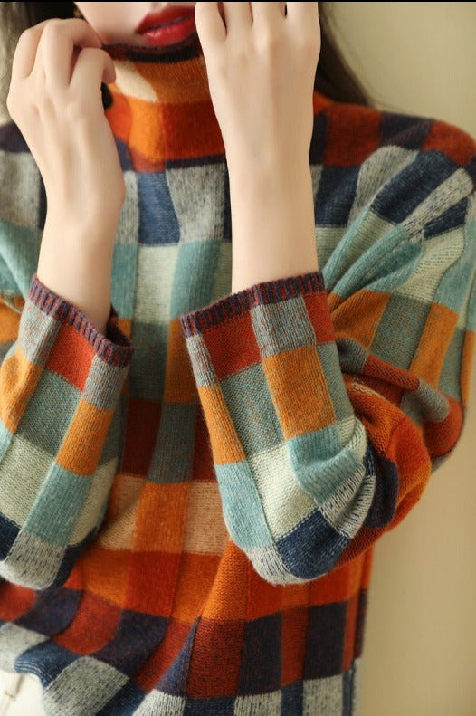 LM | Elegant print turtleneck sweater