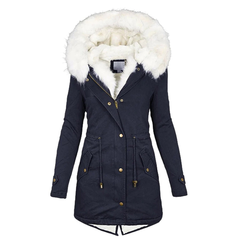 LM | Stylish warm coat with fur hood