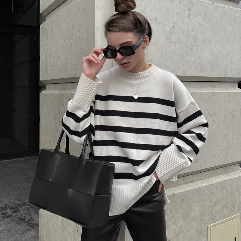 LM | Casual oversized striped sweater
