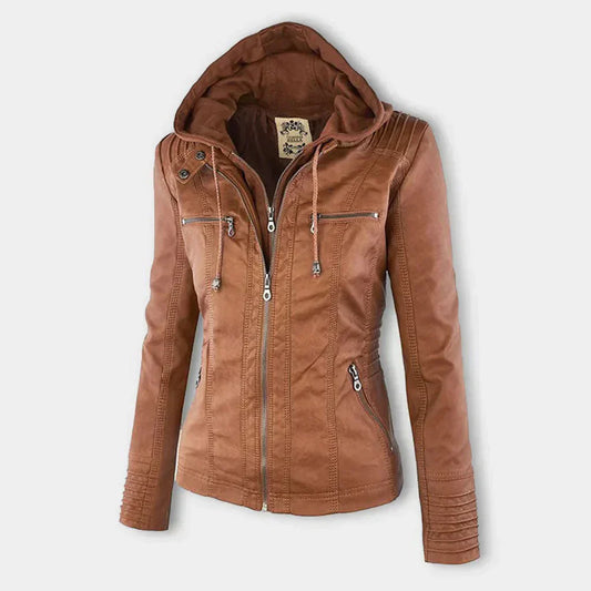 LM | Ladies leather jacket with hood