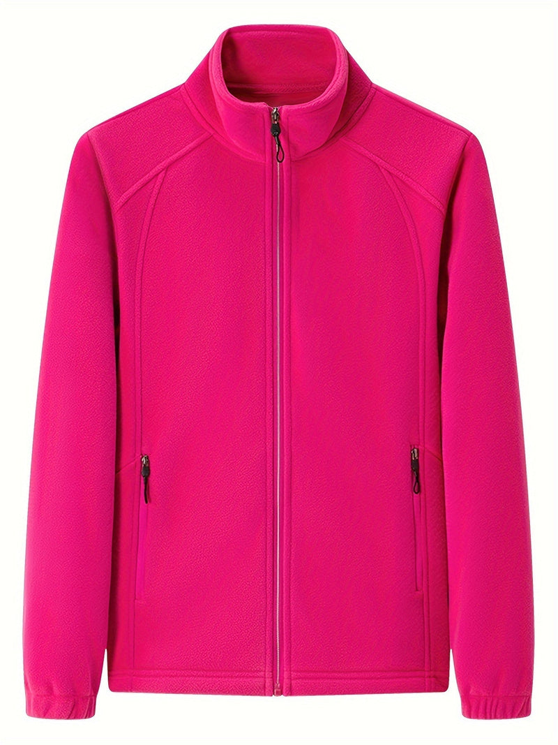 LM | Plush women's outdoor jacket with stand-up collar and long sleeves
