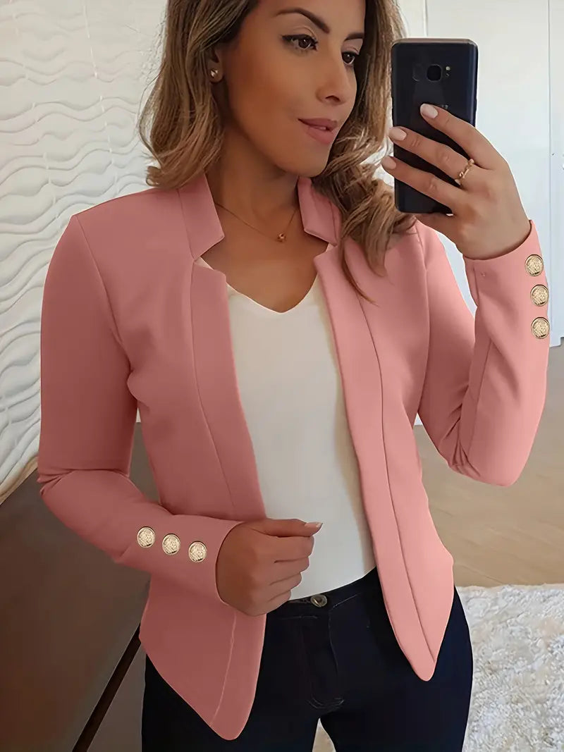 LM | Long-sleeved blazer with open button placket for spring