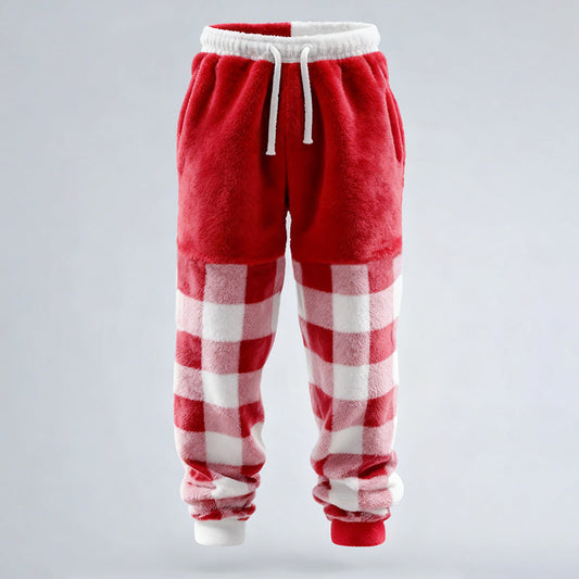 Comstylish Men's Fun Christmas Color-blocked Comfortable Plush Sweatpants
