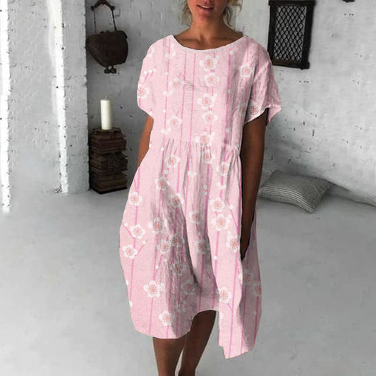 Comstylish Vintage Cherry Blossom Japanese Flowy Midi Dress