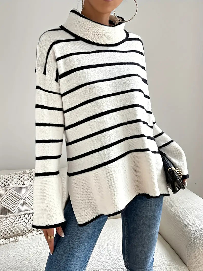 LM | Striped turtleneck sweater