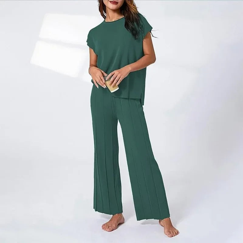 LM | MW - Elegant two-piece set with wide trousers & T-shirt