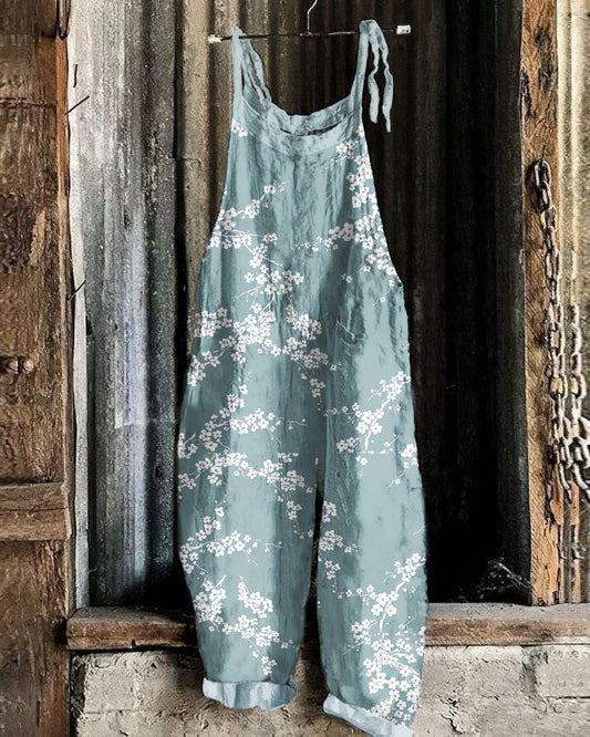 Comstylish Cherry Blossom Japanese Art Loose Casual Jumpsuit
