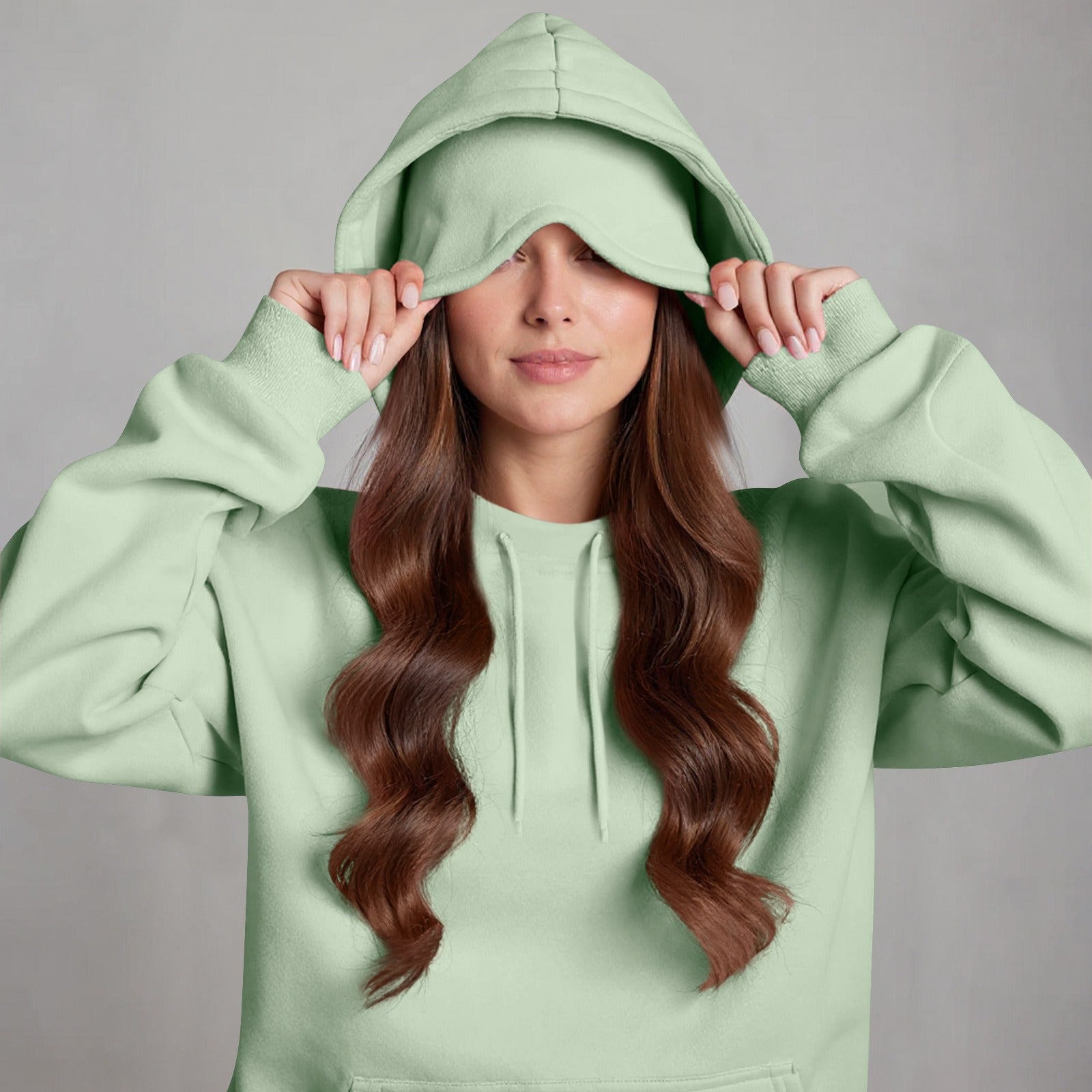 Comstylish Unisex Airplane Mode Travel Casual Cotton Blend Eye Mask Hoodie