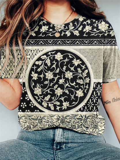 Comstylish Classy China Floral Pattern Vintage T Shirt