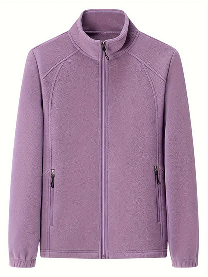 LM | Plush women's outdoor jacket with stand-up collar and long sleeves