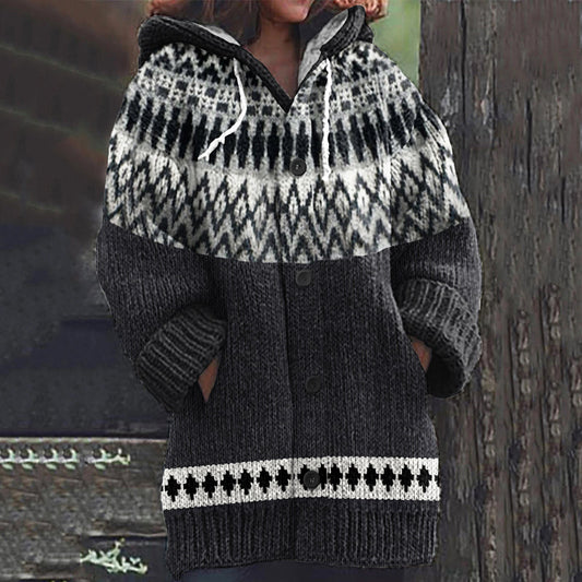 Vintage Merino Island Knit Jacquard Warmth Print Women's Sweater elevenforest
