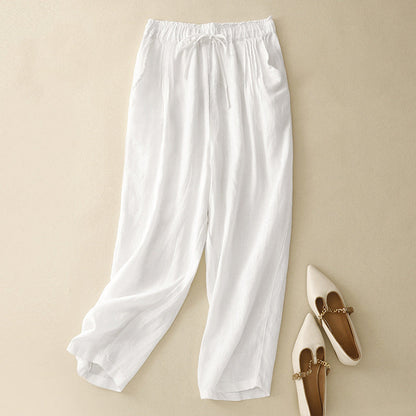 Women's Simple Solid Color Linen Blend Pants artswardrobe