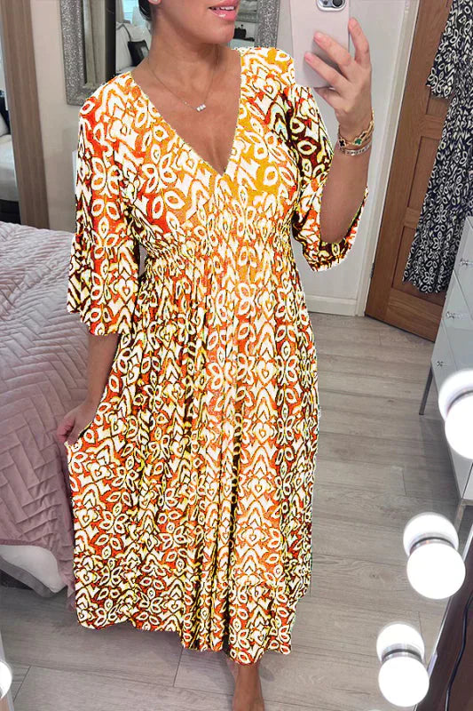 LM | Casual floral dress with V-neckline