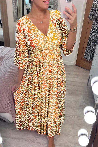 LM | Casual floral dress with V-neckline