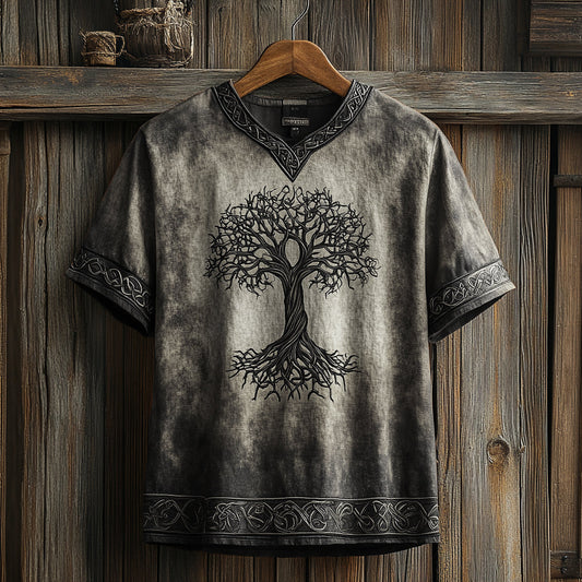 Men's Viking Celtic Knot Art Linen V-neck T Shirt artswardrobe