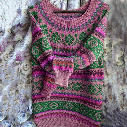 Vintage Crew Neck Long Sleeve Knit Loose Sweater elevenforest