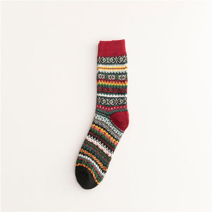 Soft Warm Retro Tribal Color Block Socks elevenforest