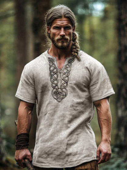 Men's Vintage Viking Celtic Knot Art Linen Shirt artswardrobe
