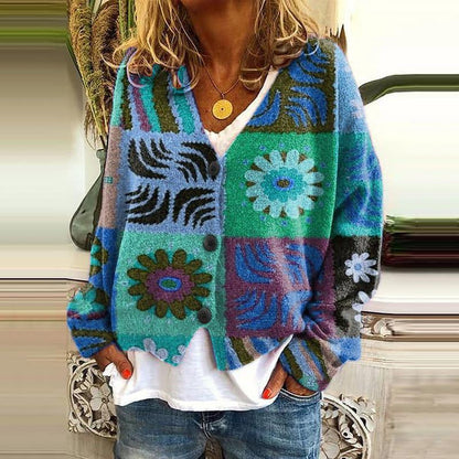 LM | Printed cardigan with button placket