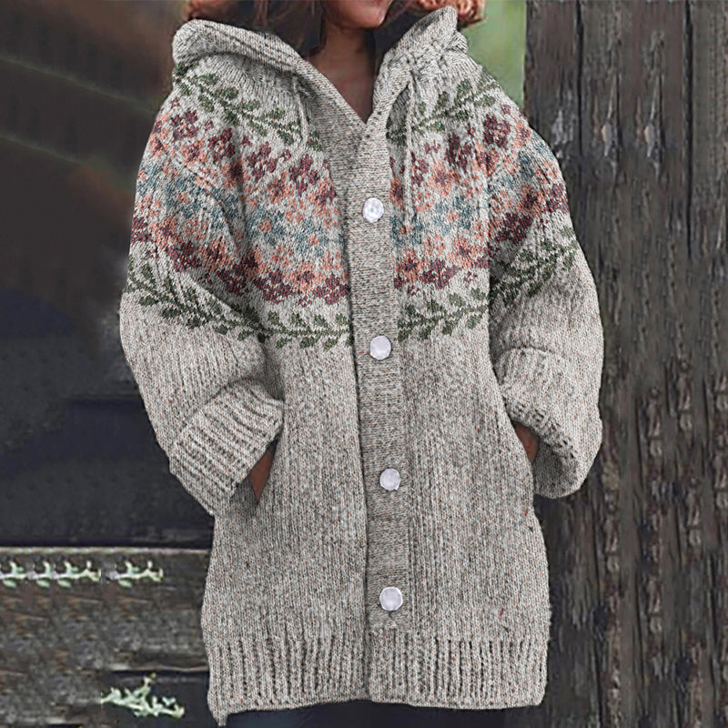 Vintage Button Floral Icelandic Pattern Cardigan Sweater elevenforest