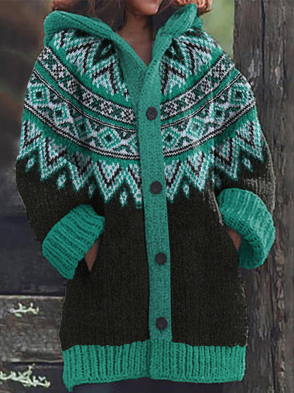 Women's Fairman Pattern Contrast Sweater Cardigan artswardrobe