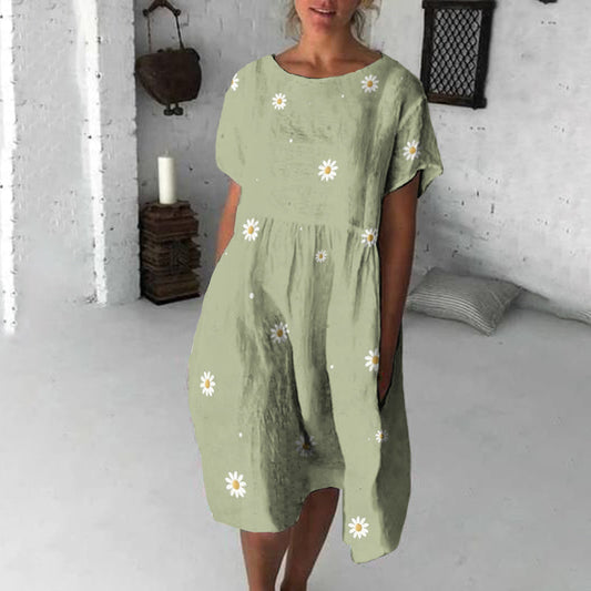Comstylish Vintage Flowers Japanese Flowy Midi Dress