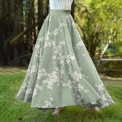 Comstylish Cherry Blossom Japanese Art A-Hem Skirt