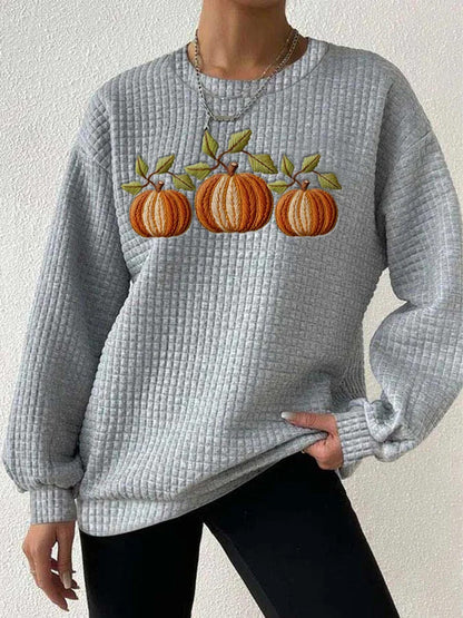 Comstylish Women's Fall Pumpkin Check Sweatshirt