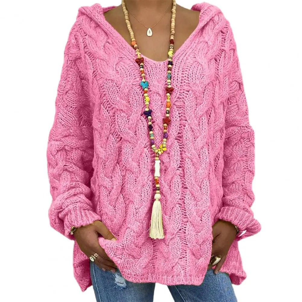 LM | Hooded sweater with V-neck