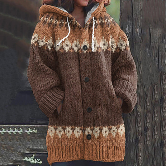 Vintage Iceland Argyle Knit Jacquard Women's Cardigan Sweater elevenforest