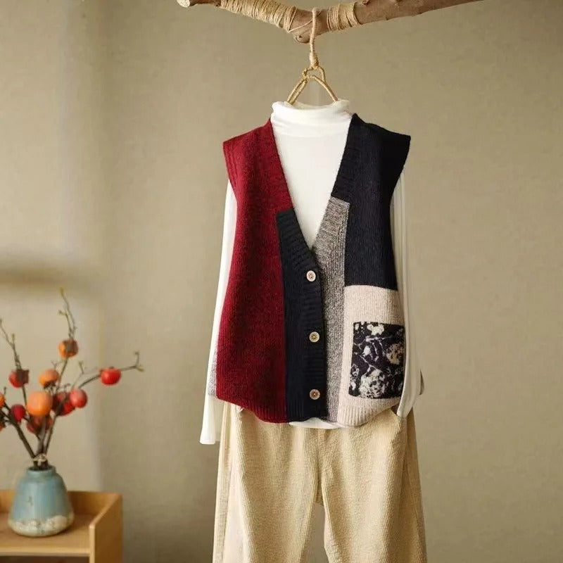 LM | Knitted vest in colorblock design