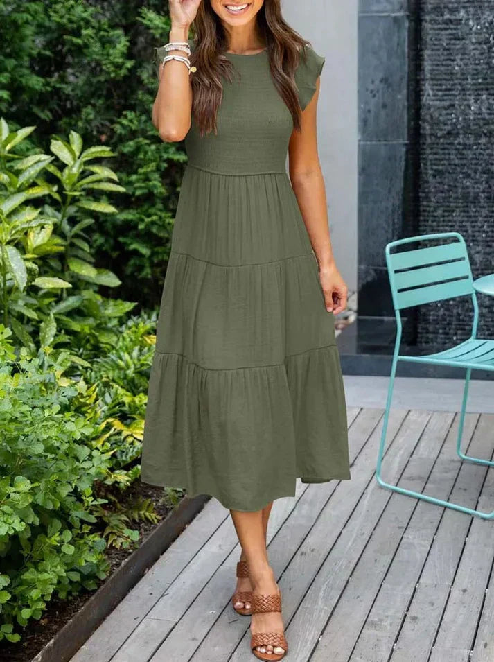 LM | Midi dresses with short sleeves for women