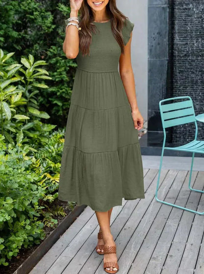 LM | Midi dresses with short sleeves for women