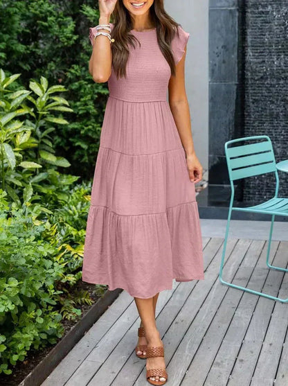 LM | Midi dresses with short sleeves for women