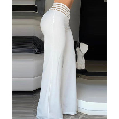 LM | Elastane flare pant with crossed waistband