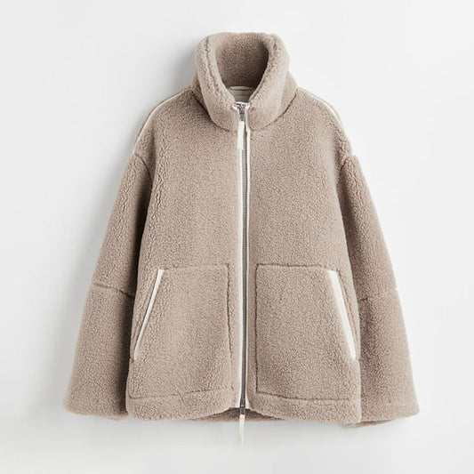 LM | Warm teddy fleece jacket with zipper for women