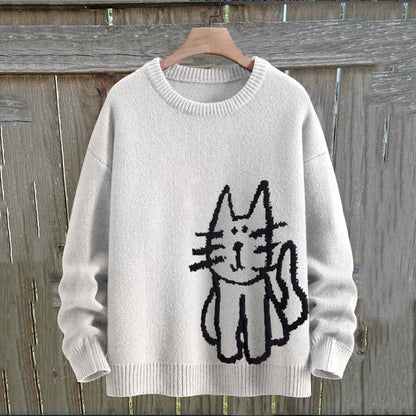 Women's Cat Knitted Art Cozy Sweater elevenforest