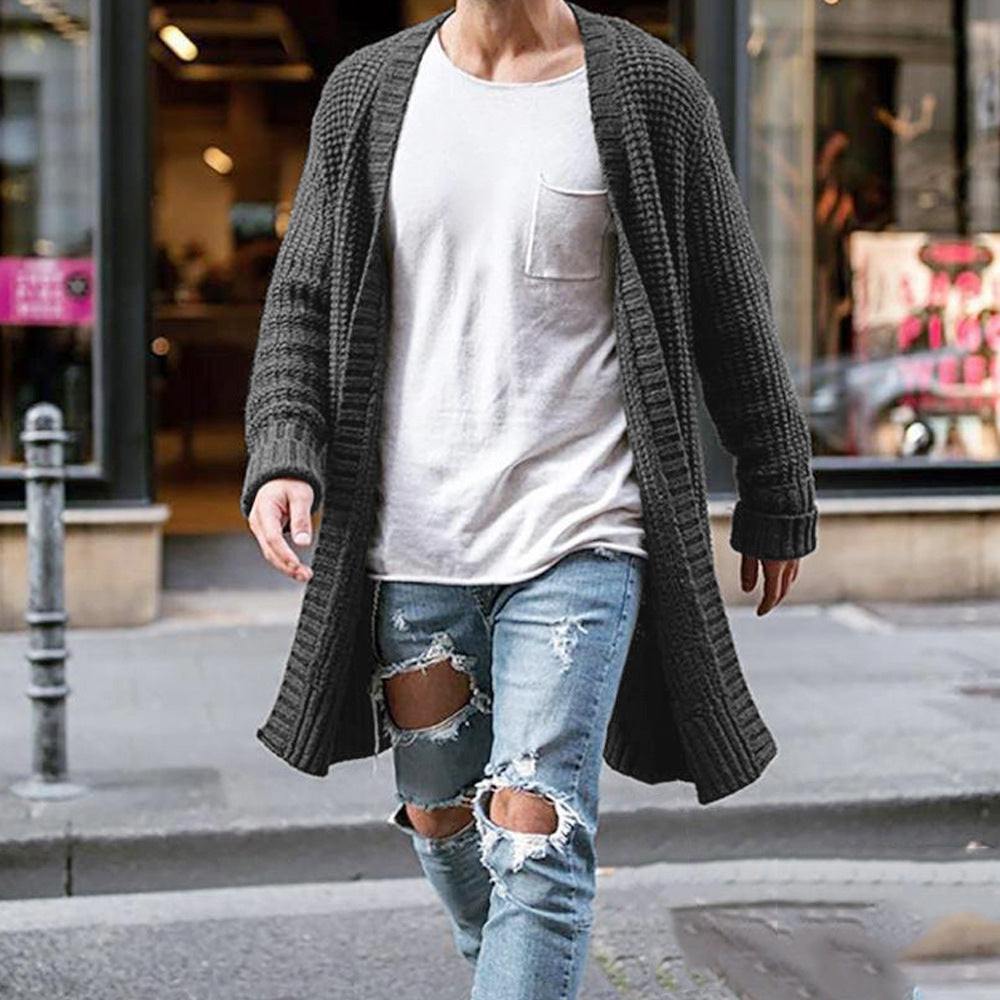 Men's Pure Color Loose Knitted Cardigan elevenforest